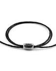 Midnight Black Edward Silver and Braided Leather SKINNY Bracelet