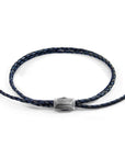 Indigo Blue Edward Silver and Braided Leather SKINNY Bracelet