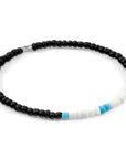 Turquoise - Black Henry Silver and Glass SKINNY Bracelet