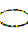 Black - Multicoloured Jack Silver and Glass SKINNY Bracelet