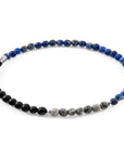 Blue Sodalite, Black Onyx and Grey Jasper Joshua Silver and Stone SKINNY Bracelet