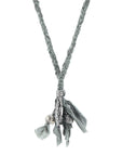 Grey Jasper Marcus Silver, Stone and Braided Cotton Voile SKINNY Necklace x Wrap Bracelet