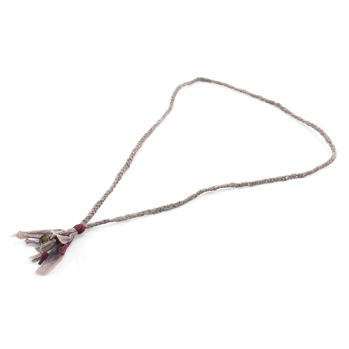 Brown Tigers Eye Marcus Silver, Stone and Braided Cotton Voile SKINNY Necklace x Wrap Bracelet