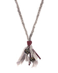 Brown Tigers Eye Marcus Silver, Stone and Braided Cotton Voile SKINNY Necklace x Wrap Bracelet