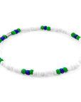 White - Green Oscar Silver and Glass SKINNY Bracelet