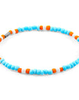 Turquoise - Orange Oscar Silver and Glass SKINNY Bracelet