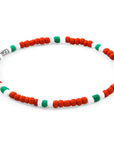 Red - White Oscar Silver and Glass SKINNY Bracelet