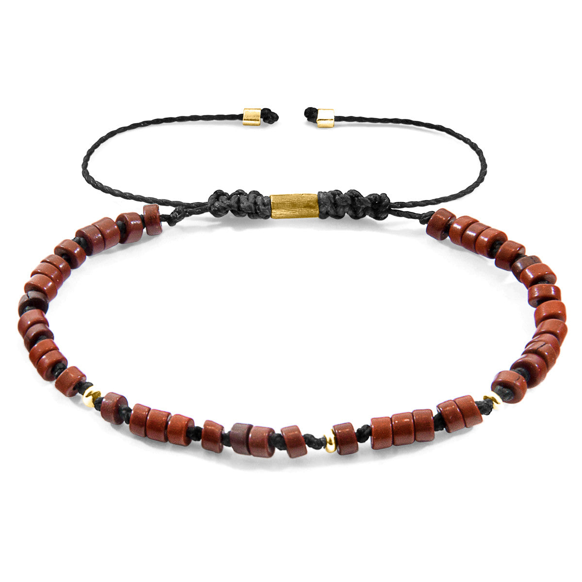 Brown Turquoise Percy 9ct Yellow Gold and Stone SKINNY Macrame Bracelet