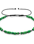 Green Turquoise Percy Silver and Stone SKINNY Macrame Bracelet