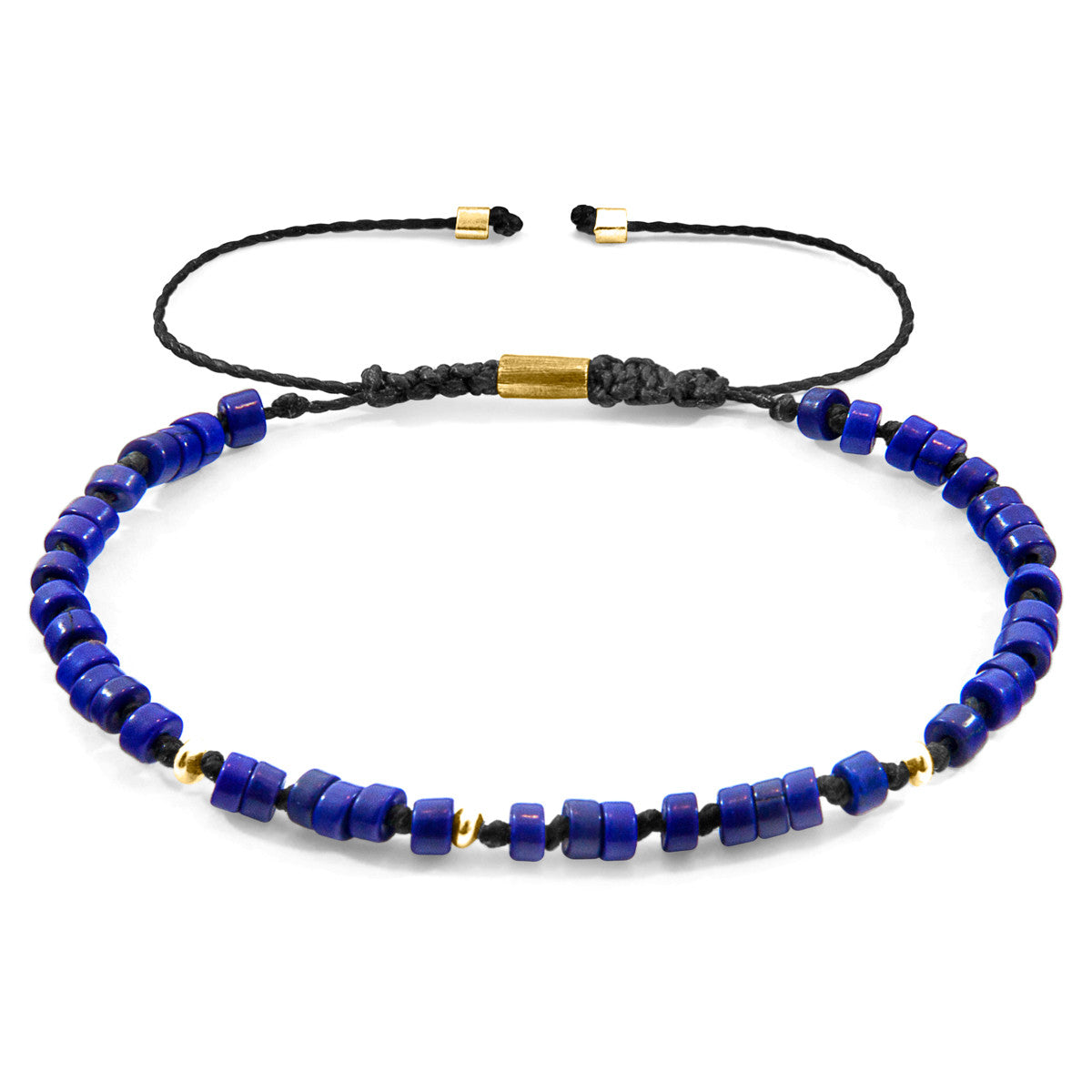 Blue Turquoise Percy 9ct Yellow Gold and Stone SKINNY Macrame Bracelet