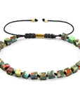 Multicoloured Imperial Jasper Ralph 9ct Yellow Gold and Stone SKINNY Macrame Bracelet