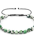Green Natural Tree Agate Ralph Silver and Stone SKINNY Macrame Bracelet