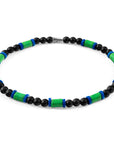 Green Turquoise, Blue Agate and Black Ebony Wood Samuel Silver and Stone SKINNY Bracelet