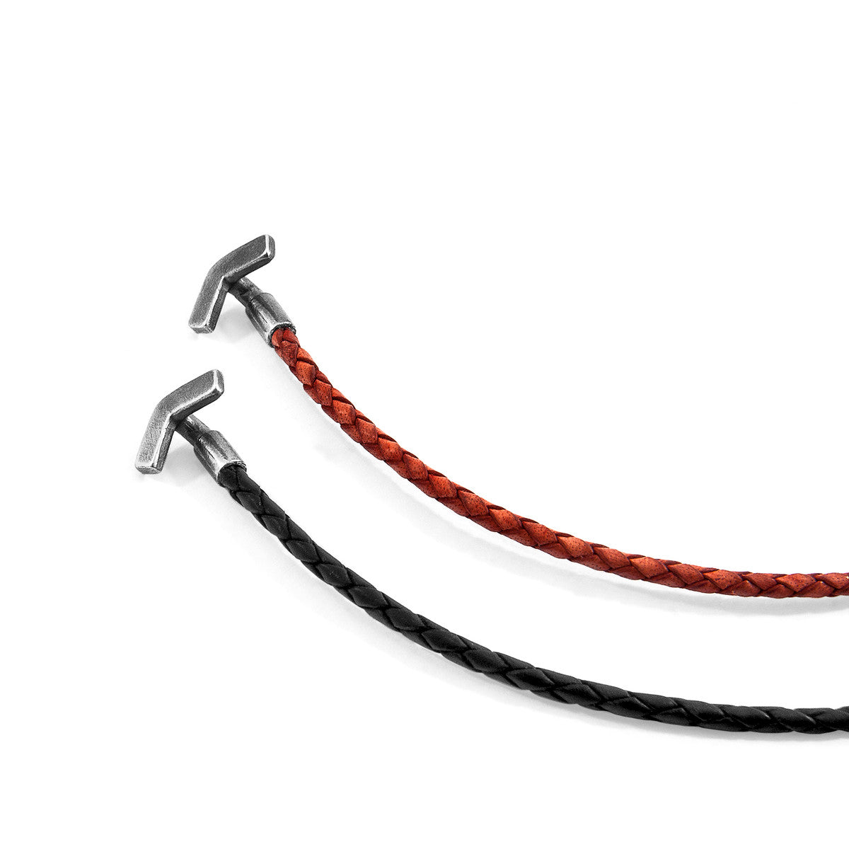 Indigo Blue William Silver and Braided Leather SKINNY Bracelet