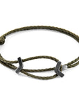 Khaki Green William Silver and Rope SKINNY Bracelet