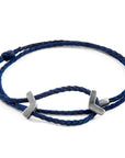 Navy Blue William Silver and Rope SKINNY Bracelet
