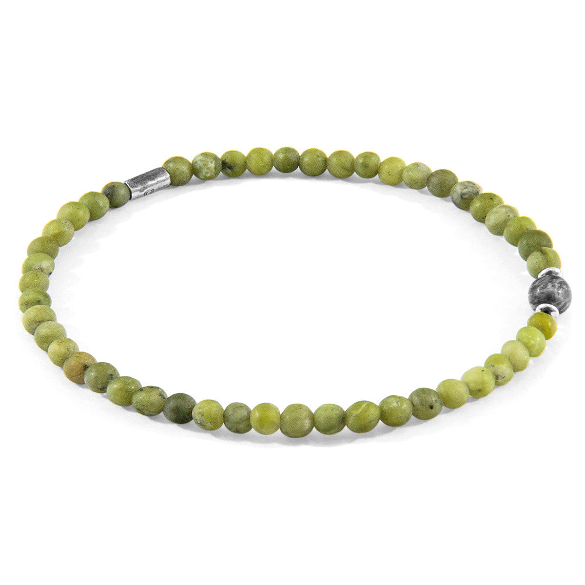 Green Jade and Grey Jasper Walter Silver and Stone SKINNY Bracelet