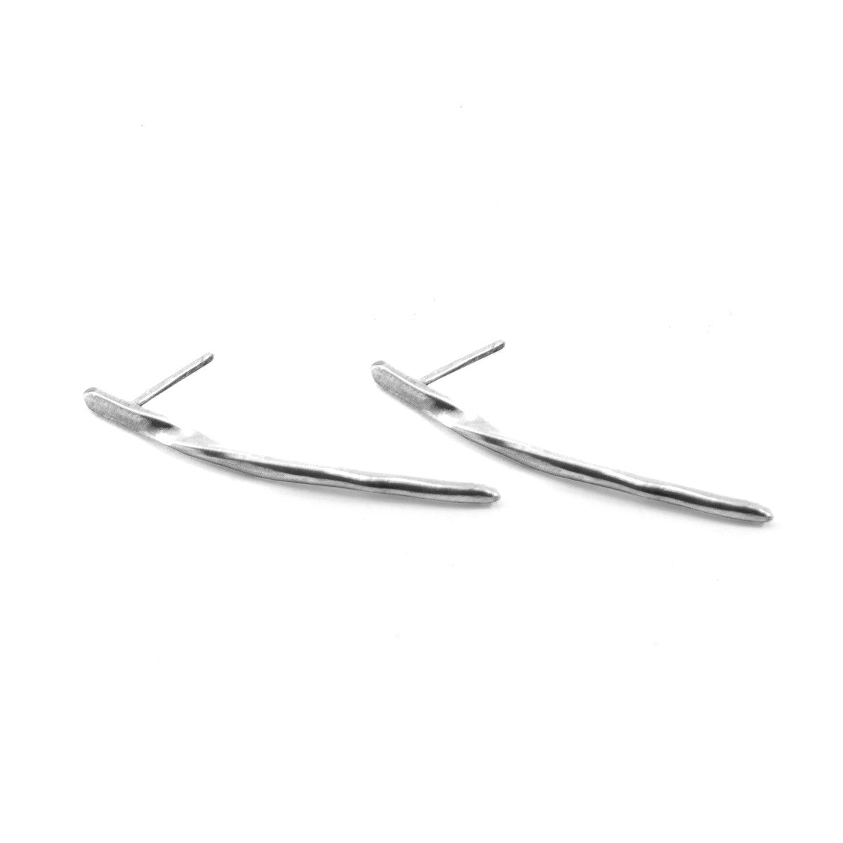 Aria Long Twist Silver Earring Studs