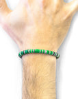 Green Kariba Silver and Vinyl Disc Macrame Bracelet