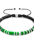 Green Kariba Silver and Vinyl Disc Macrame Bracelet