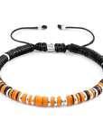 Orange Kariba Silver and Vinyl Disc Macrame Bracelet