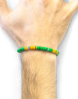 Green Malawi Silver and Vinyl Disc Bracelet