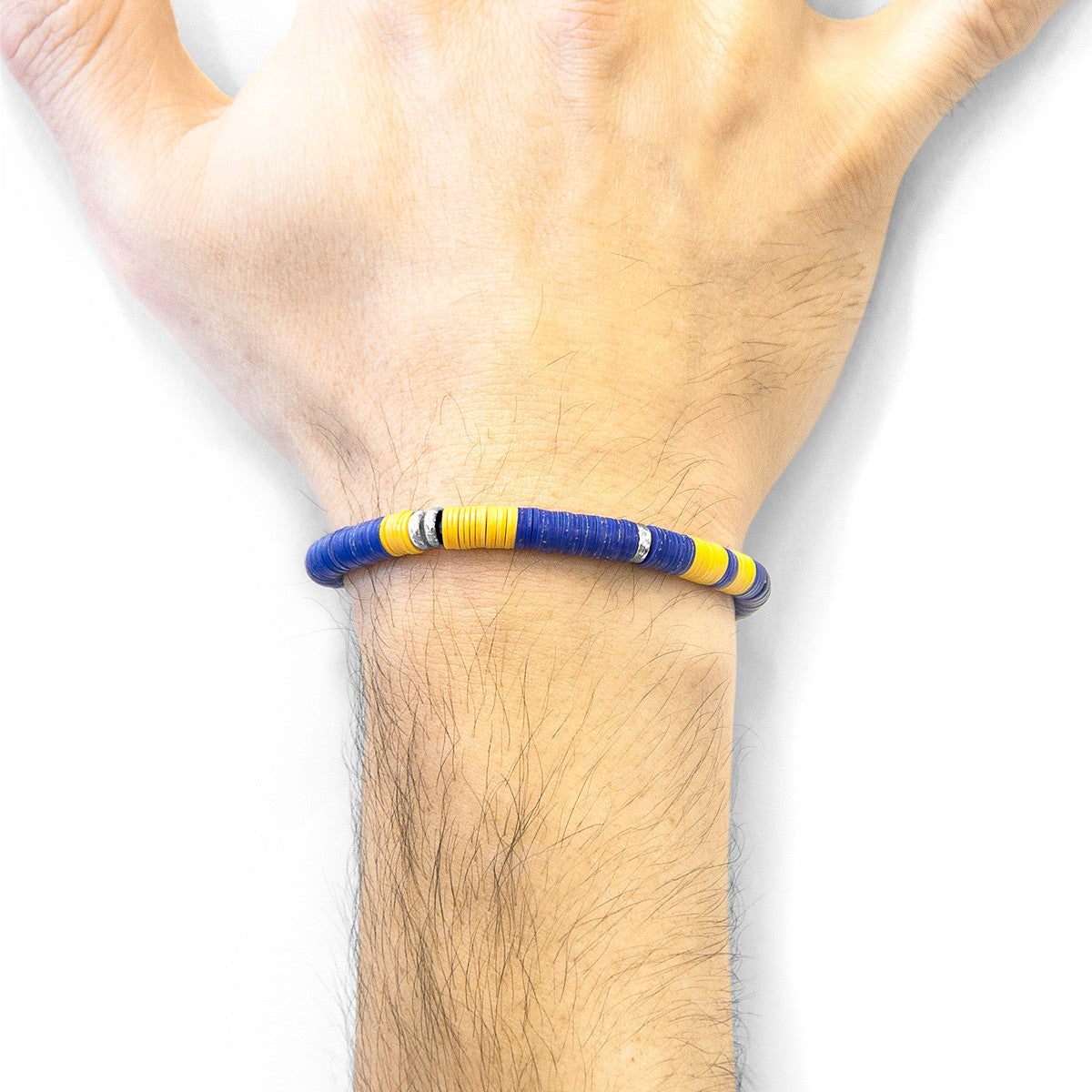 Blue Malawi Silver and Vinyl Disc Bracelet