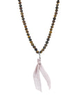 Brown Tigers Eye Luke Silver, Stone and Cotton Voile SKINNY Necklace x Wrap Bracelet