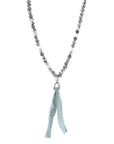 Grey Jasper Luke Silver, Stone and Cotton Voile SKINNY Necklace x Wrap Bracelet