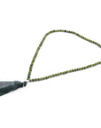 Green Jade Luke Silver, Stone and Cotton Voile SKINNY Necklace x Wrap Bracelet