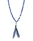 Blue Sodalite Luke Silver, Stone and Cotton Voile SKINNY Necklace x Wrap Bracelet