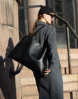 Large Black Leather Adele Handbag