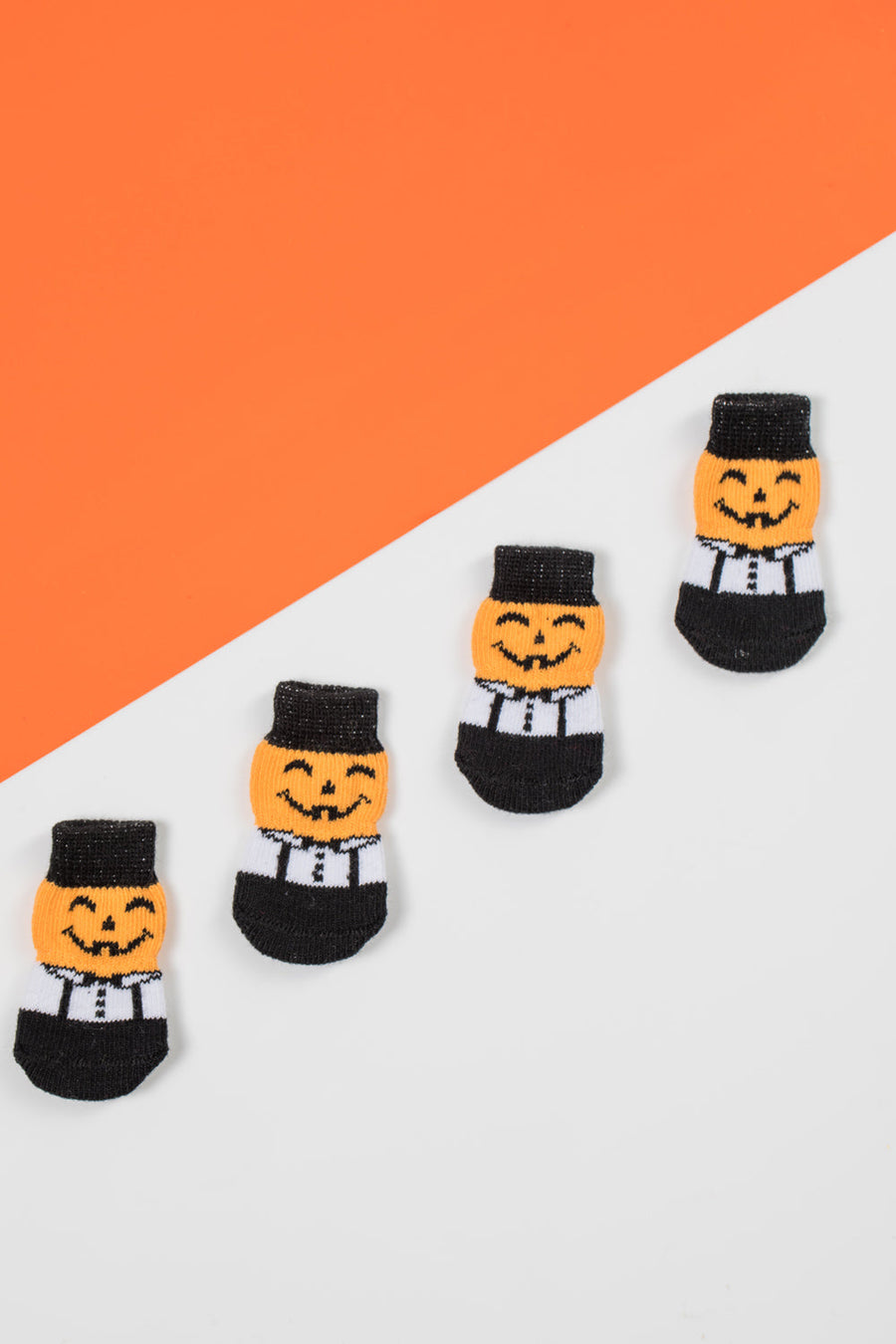 Premium non-slip dog socks, paw protectors for clean dry paws, pack of 3 with pumpkin sneakers love heart designs by Body and I at brixbailey.com