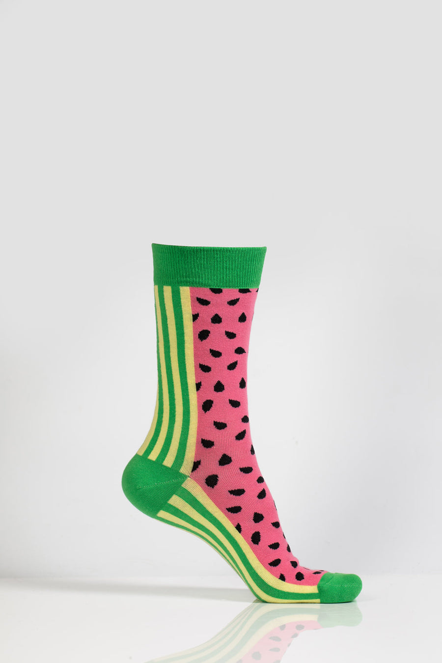 Spring watermelon socks, fun corn and watermelon print, premium cotton blend, mens size 40-45, stylish spring accessory by Body and I at brixbailey.com