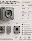 Single Gang Cast Aluminium Conduit Toggle Light Switch | 2 Way