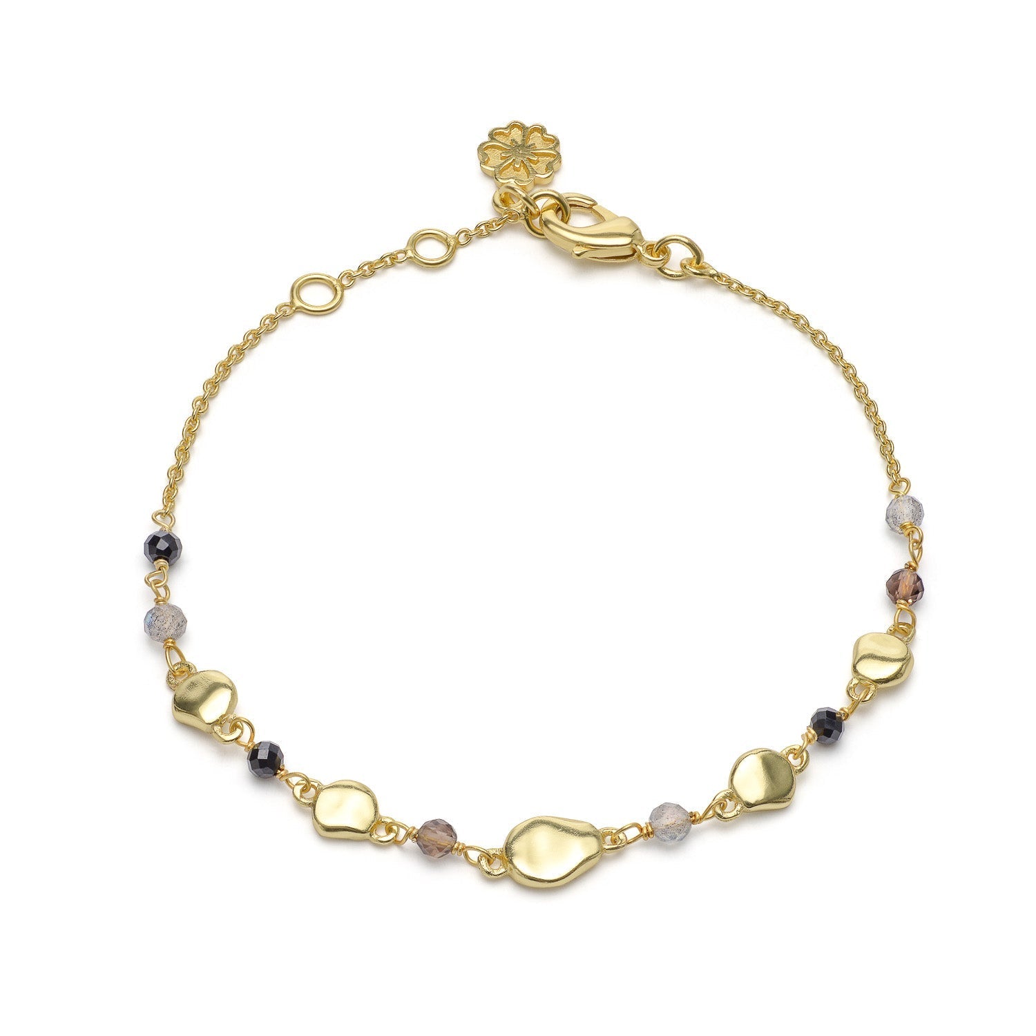 Sofia Nugget Bracelet in Black Onyx, Smoky Quartz and Labradorite