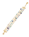 Hydra Multi-Strand Gold Chain and Gemstone Bracelet  Iolite, Blue Topaz & Apatite