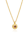 Luna Single Disc Pendant Necklace: Garnet