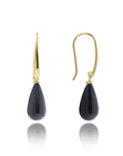 Black Onyx Drop Earrings in 22k Gold