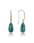 Polished Malachite Stone Drop Earrings in Gold