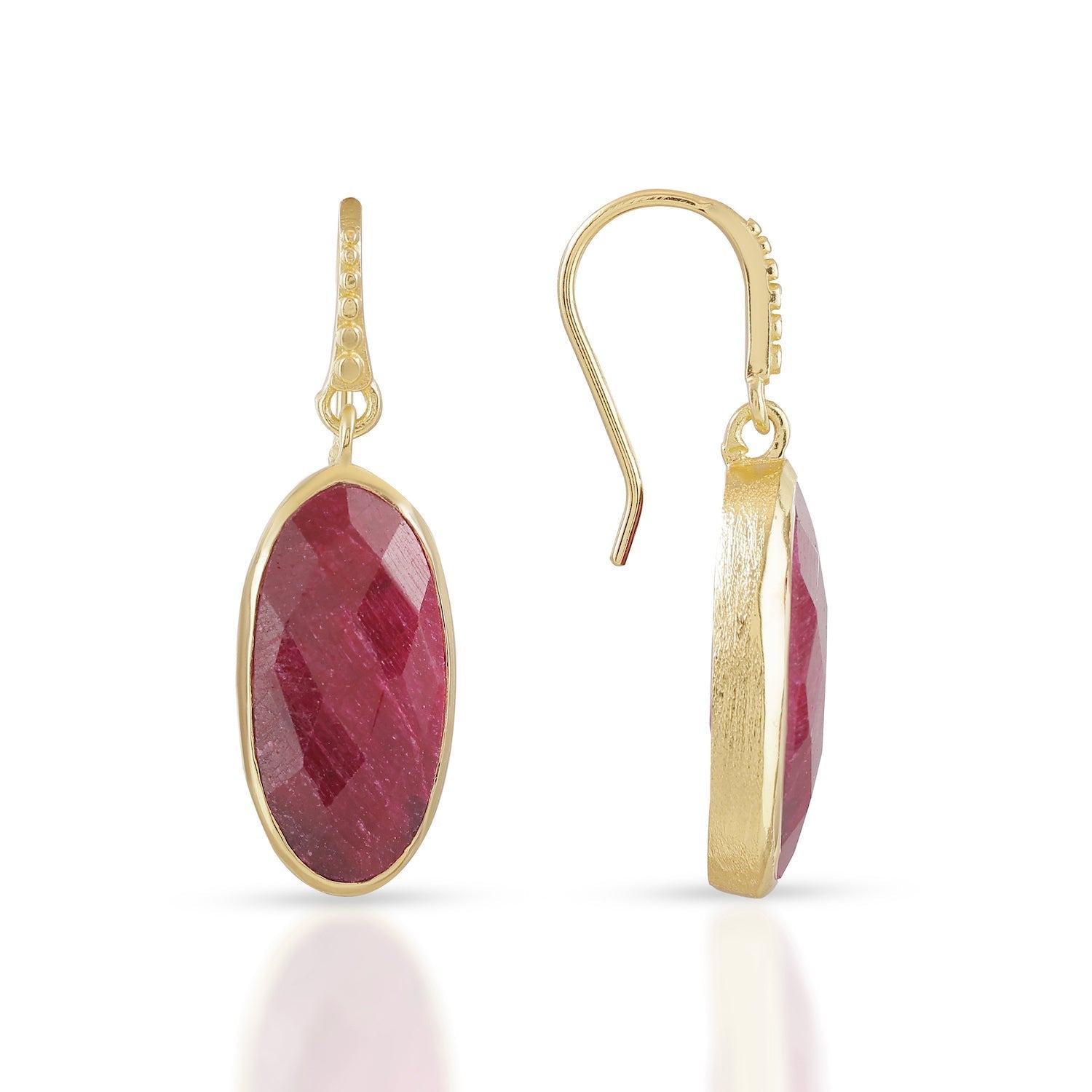 Oval Ruby Drop Earrings in 22 Karat Gold