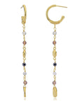Sofia Small Hoop Nugget Earrings in Labradorite, Black Onyx and Smoky Quartz