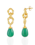Double Twisted Loops Earrings in Green Onyx