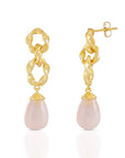 Double Twisted Loops Earrings in Rose Quartz