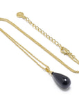 Polished Black Onyx Stone Pendant Necklace in Gold