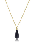 Polished Black Onyx Stone Pendant Necklace in Gold