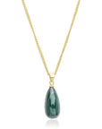 Polished Malachite Stone Pendant Necklace in Gold