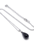 Polished Black Onyx Stone Pendant Necklace in Sterling Silver