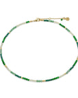 Milos Mixed Gemstone Beaded Necklace  Prehnite, Moss Agate & Green Aventurine