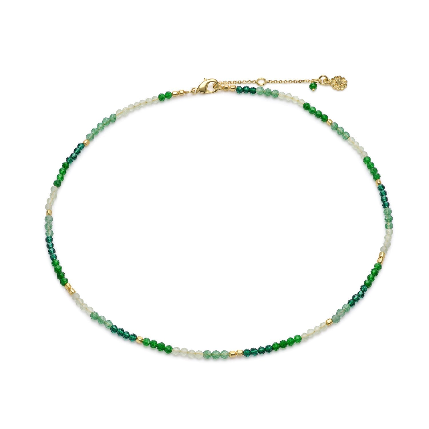 Mixed Gemstone Beaded Necklace with Prehnite, Moss Agate and Green Aventurine
